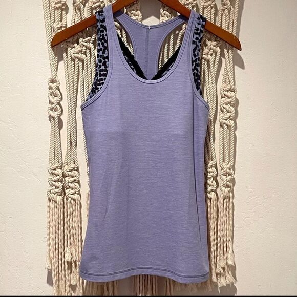 Lululemon Inspiration Tank SZ 2 Purple & Black Built in Bra Racerback Yoga Top - Picture 2 of 8